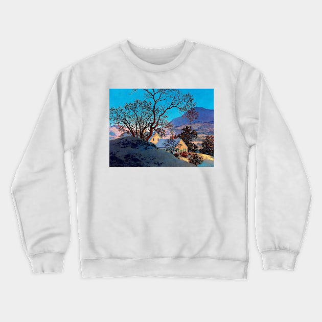 Maxfield Parrish Early Morning First Snow Windsor Vermont Art Print Neo-Classical Crewneck Sweatshirt by ZiggyPrint